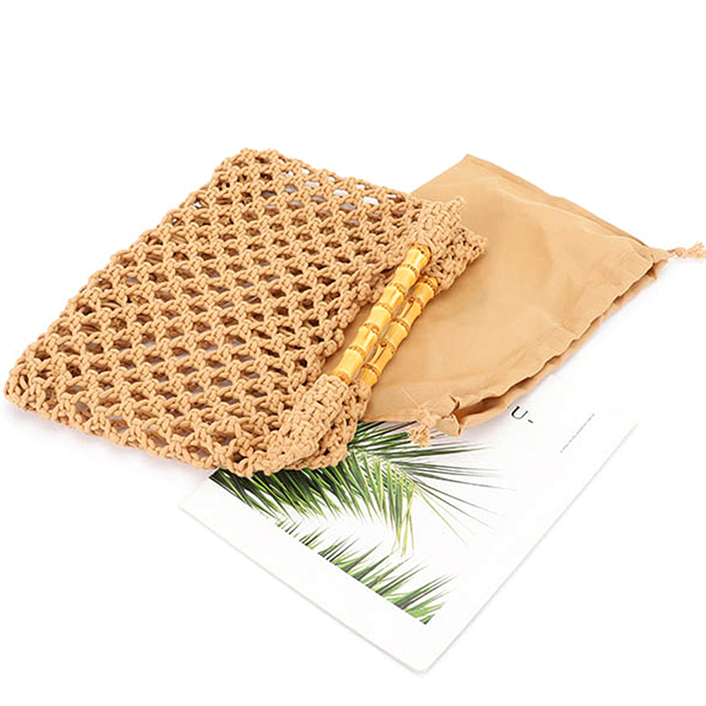 straw bamboo handle bag