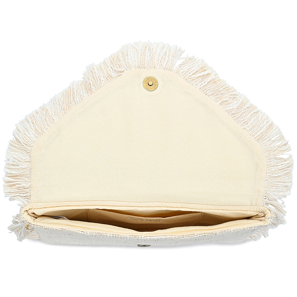 Beaded fringe clutch bag