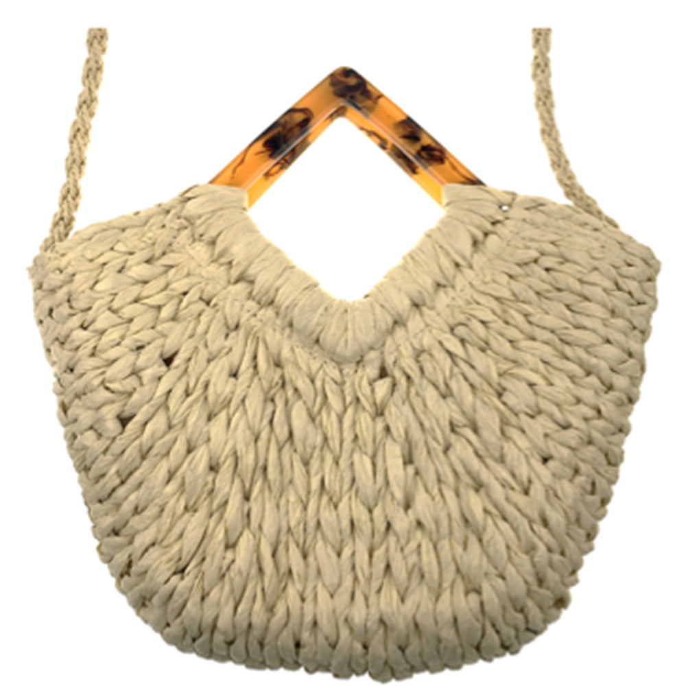 Straw triangular handbag