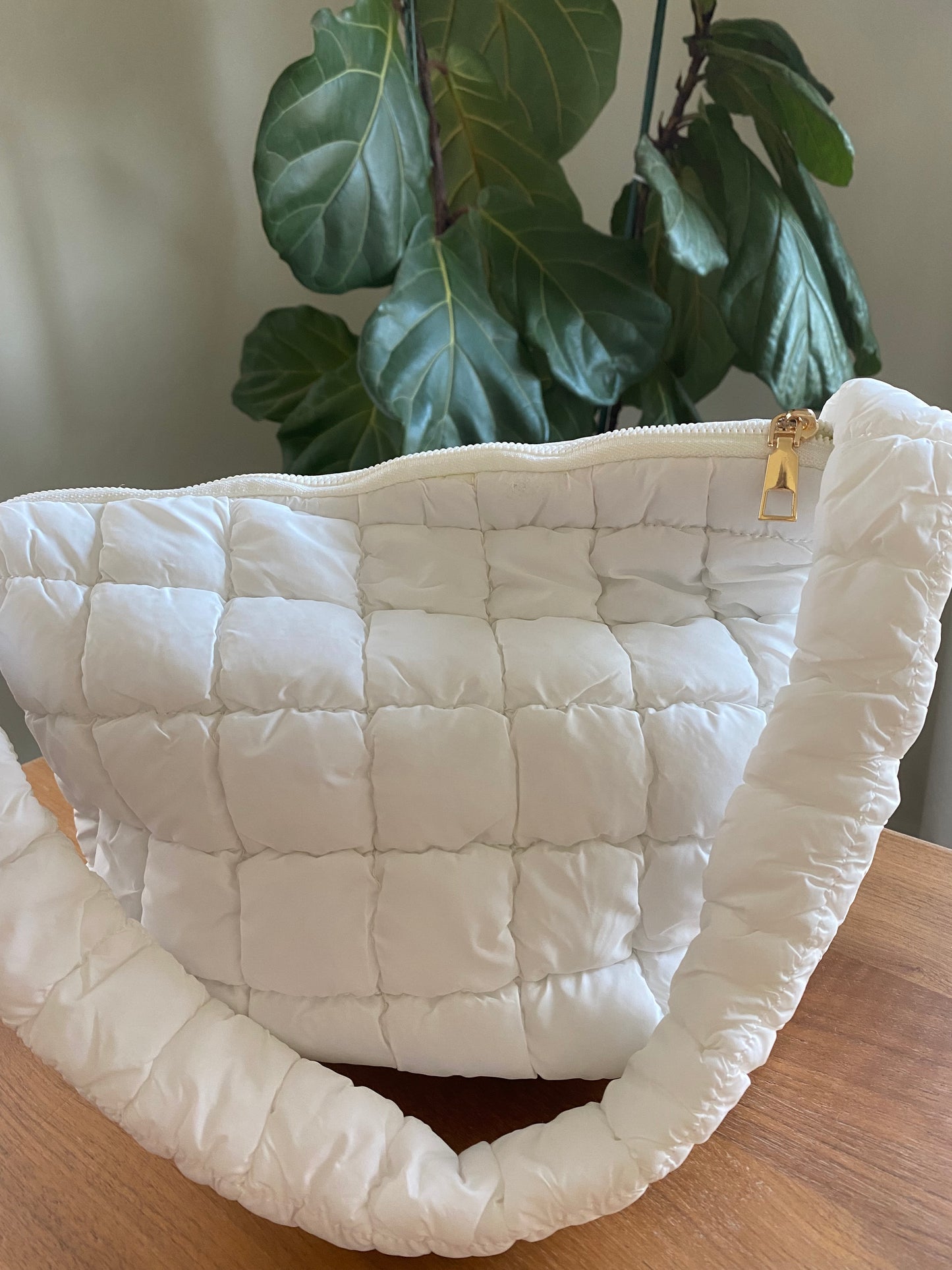 Puff Quilted White Tote Bag