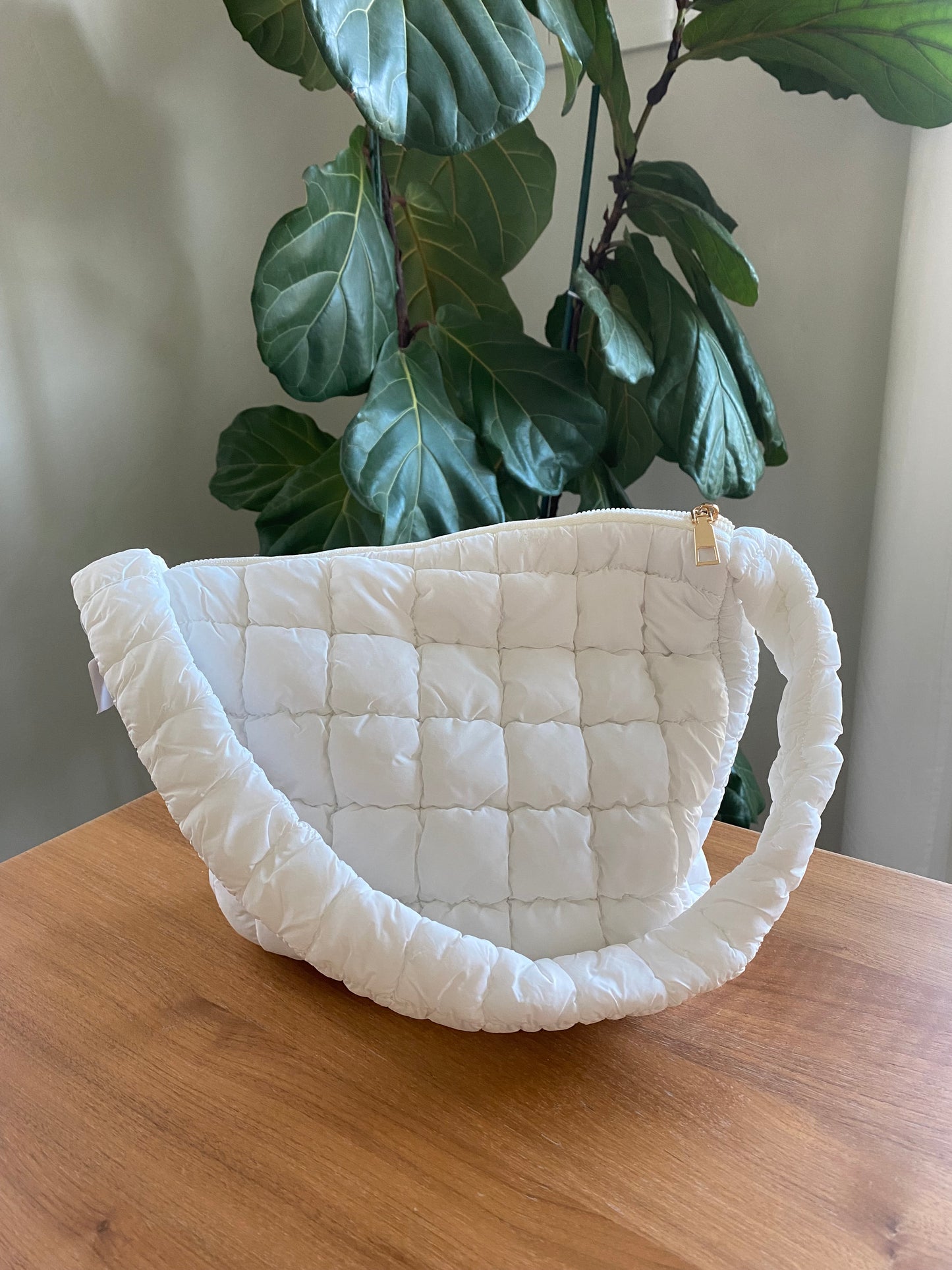 Puff Quilted White Tote Bag