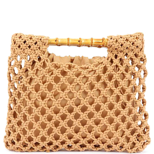 straw bamboo handle bag