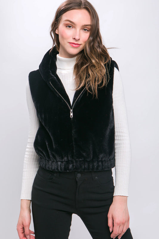 Black fuzzy vest