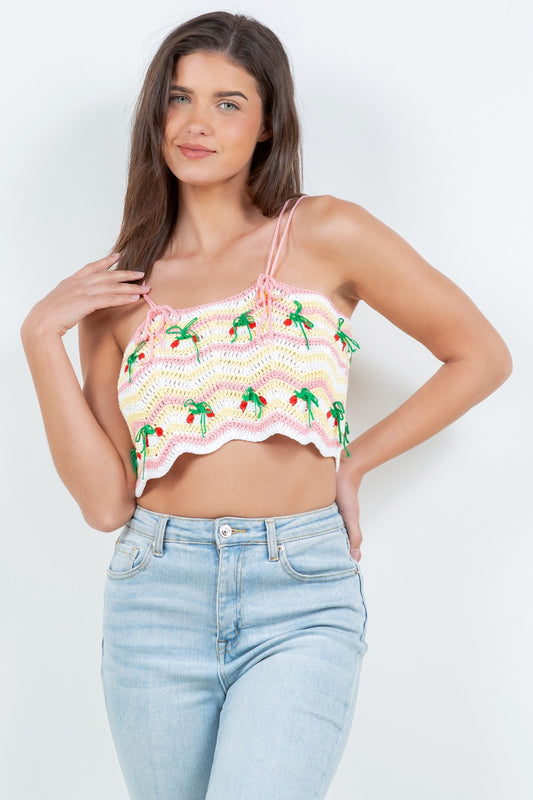 Crochet cherry crop top