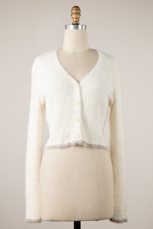 Fuzzy Cropped Cardigan
