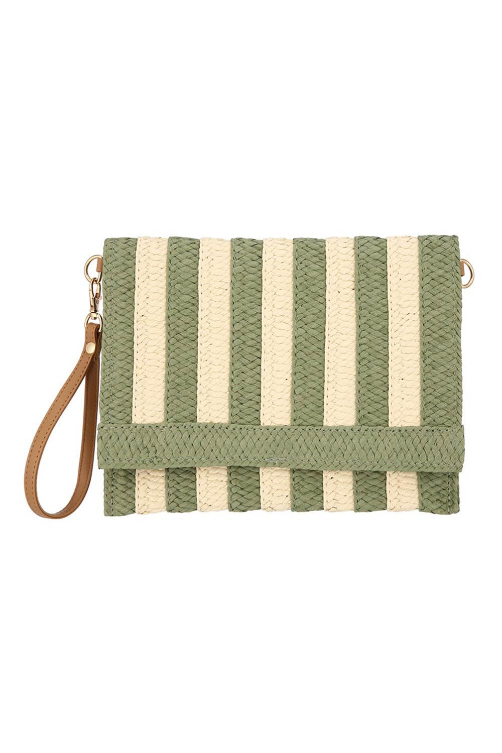 Striped wristlet crossover bag