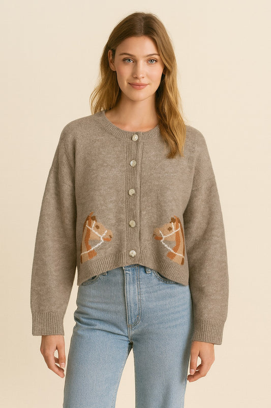 Horse print cardigan