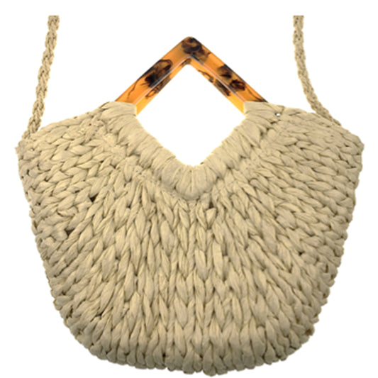 Straw triangular handbag
