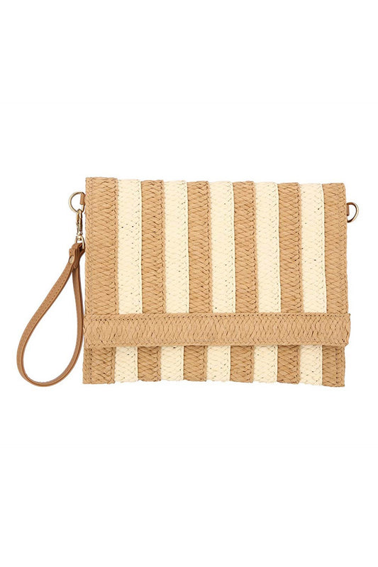 Striped wristlet crossover bag